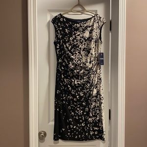 Chaps Dress, black/white, cap sleeve, size large